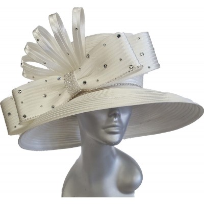 's Designer Dress Satin Ribbon Dressy Church Kentucky Derby  Hat Ivory  eb-27371118